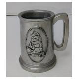 Vintage Heavy Pewter Mug with Sailboat