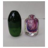 Lot of 2 (TWO) Vintage Art Glass Bottles