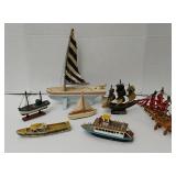 7 (SEVEN) Pc Vintage Wooden Sail Boat/Ship Lot