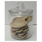 Glass Cookie Jar w/Vintage Brown Bag Cookie Art Molds