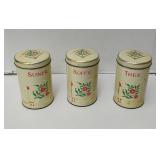 Three Vintage Verblifa Storage Tins from the 1950s for Coffee, Sugar, and Tea