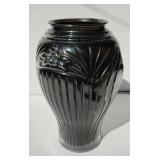 Vintage Anchor Hocking Vase 16" Black Cambridge Glass & Baked Enamel Vintage