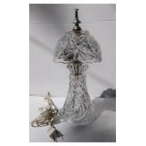 Vintage Etched Lead Crystal Table Lamp w/Star Of David Motif - 1960