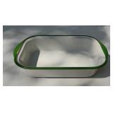 Vintage Vintage Green Rimmed Enamelware Rectangular Baking Pan