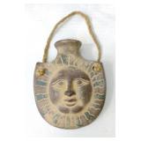Vintage Folk Art Hanging Pottery Sun Vase