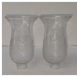 Lot of 2(TWO) Vintage Glass Hurricane Oil Lamp Chimneys