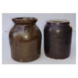 Lot of 2(TWO) Vintage Stoneware Crocks and Cake Knife
