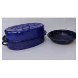 3 PC Lot of Vintage Enamel Roaster Pan