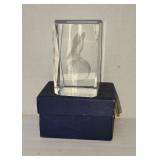 Solid Crystal Etched Dolphin Cube Paperweight