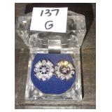 New/Old Stock Embellished Post Earrings--floral