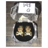 New/Old Stock Embellished Post Earrings-skull/crossbones