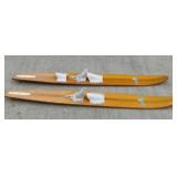 Pair of Vintage Caprice Wooden Water Skis, Natural Finish