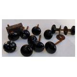 Lot of 11(ELEVEN) Antique Black Porcelain Door Knobs w/Hardware Pcs.