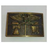 Bicentennial Belt Buckle Eagle Flag Liberty Bell 1776-1976 Limited Edition Steel