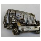 Vintage Semi-Truck Big Rig Brass Belt Buckle MBCI 18 Wheeler Trailer Trucking Cab