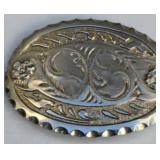 Western Flower Swirl Ornate Two Tone Oval Chambers Belt Buckle Co.