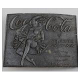 Coca Cola of Atlanta Dancer Brass Belt Buckle 3.5" x 2.5" Trans-Pan Exposition