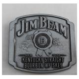 VINTAGE JIM BEAM KENTUCKY STRAIGHT BOURBON WHISKEY PEWTER BELT BUCKLE