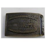 Steam Locomotive Train Railroad Bankers Forwarders Vintage Belt Buckle