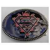 Vintage Superman Flaming Logo Belt Buckle -Enamel