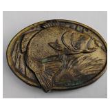 Vintage Bass Fish Belt Buckle by Bergamot Brass Works Big Mouth Bass Belt Buckle USA