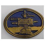 Vintage Belt Buckle Petrol Gas Oil Company Security Brass Bronze 80s