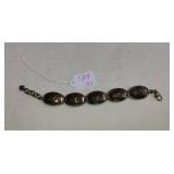 Vintage Brighton Silver Tone Oval Disk Bracelet w Paisley Like Design