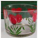 Vintage MID CENTURY MODERN ~ HAZEL ATLAS SWANKY SWIG RED TULIP ICE BUCKET
