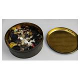 Vintage Gene & Glenn Radio Show Tin Biscuit Tin Canco Hello Hello Hello! FULL OF VINTAGE BUTTONS!