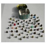 Vintage English Tin Box Cameo/Cookie Tin/Candy Tin Made in England FULL OF VINTAGE THIMBLES