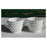 Vintage Fenton Milk Glass Hobnail Small Sugar and Creamer Set