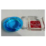 LOT of 2 Vintage Glass Ashtrays
