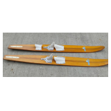 Pair of Vintage Caprice Wooden Water Skis, Natural Finish 