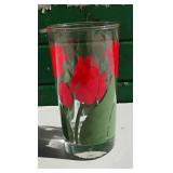 Vintage Anchor Hocking Nina CHD Red Floral Tulip Glass 1983
