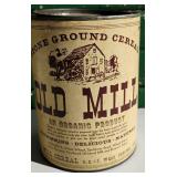 Antique Old Mill Stone Ground Cereal Tin Canister