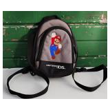 Vintage NINTENDO DS Super Mario Mini Backpack Carry Case Embroidered Zipper Closure Gray