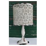 Distressed Metal Table Lamp/Candle Holder-Cream