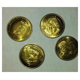 Vintage Lot of 4(FOUR) Gold Plated Pinnacle Collectible Coins