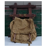Vintage Boy Scouts Of America Backpack Canvas Bag Rucksack w/Wooden Carrier