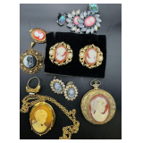 Lot of Vintage Cameo Jewelry collector collection