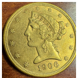 1908 USA Liberty head Half Eagle with Motto 1906-s