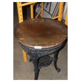 ANTIQUE WROUGHT AND WOOD SIDE TABLE