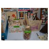 Wooden spools, buttons, zippers