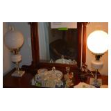 Pair of Milk Glass Hobnail Lamps