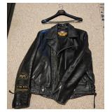 Harley Black Leather Jacket, XL