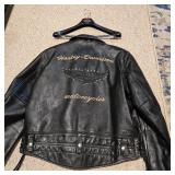 Harley Black Leather Jacket, XL