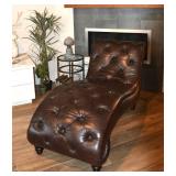 Top-Grain Leather Chaise by Kingsley