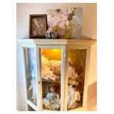 Vintage Italian Florentine Style Lighted Glass /Wood Display Cabinet