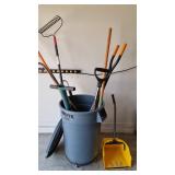  Ready Brute Rubbermaid Wheeled Garbage Can With Assorted Gardening/Landscaping Tools