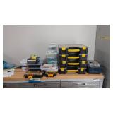 Huge Lot Of Hardware Storage Containers Stanley, Dewalt, Husky Filled With Organized Hardware, Nails